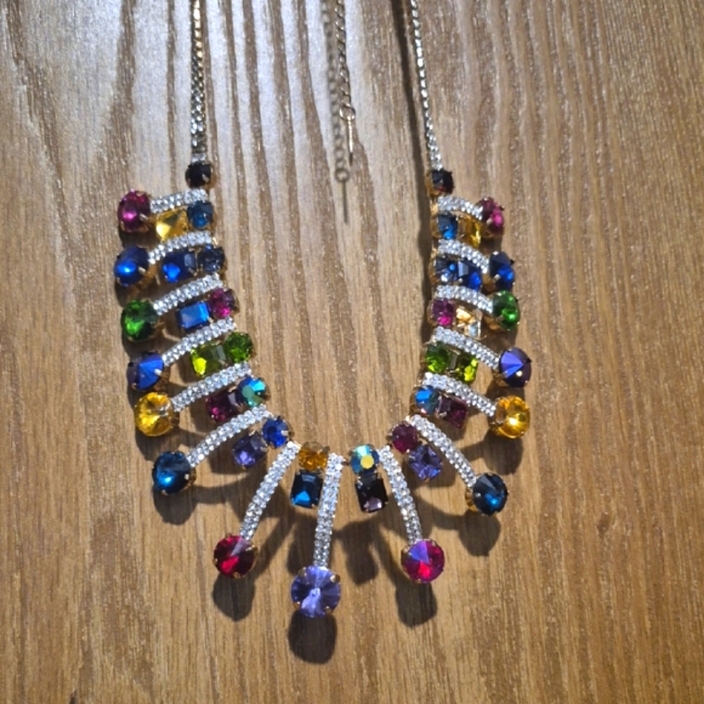 Natasha GLAMOUR Necklace Rare Find Blingy Shimmery Colorful - Picture 3 of 13
